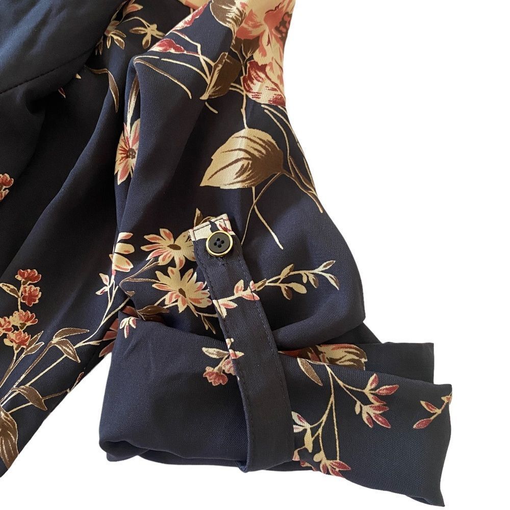 41 Hawthorn Navy Floral Roll Cuff Dress Sz XSP - Picture 10 of 10